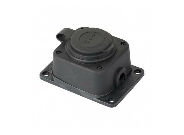 Розетка настенная одноместная с защитной крышкой каучуковая 230В 2P+PE 16A IP44 RPS-014-16-230-44-r EKF PRO