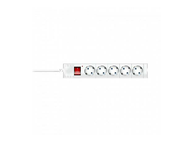 Фильтр сетевой 5 гнезд с выкл. с заземлением 10А/2,2кВт 1,5 м со шторками белый 32574 1 Duwi