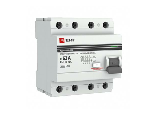 Устройство защитного отключения УЗО 4п 63а 30мА электромеханическое PROxima под опломбировку elcb-4-63-30-em-pro EKF