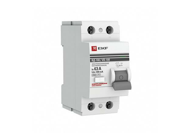 Устройство защитного отключения УЗО 2п 63а 300мА электромеханическое PROxima под опломбировку elcb-2-63-300-em-pro EKF