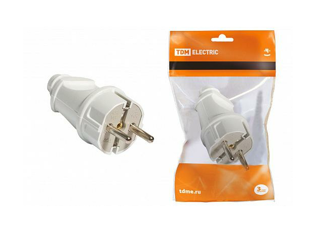 Вилка прямая с/з белая 16А 250В SQ1806-0003 TDM