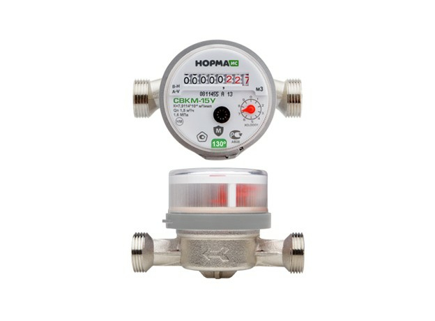 Счетчик воды НОРМА СВКМ 15У универсальный без сгонов (без КМЧ) d=15мм L=110мм