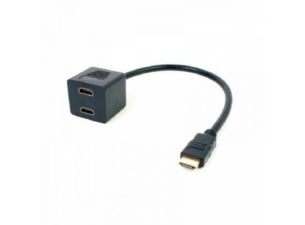 Переходник Rexant штекер HDMI - 2 гнезда HDMI с проводом, черный