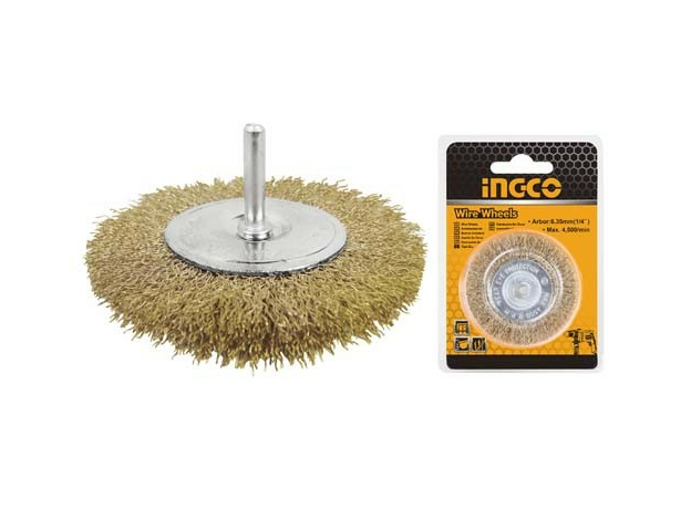 Кордщетка для дрели 50мм дискообразная мягкая с хвостовиком 6мм INGCO WB40501