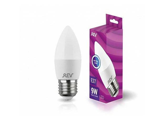 Лампа светодиодная 9Вт Е27 С37 4000К 700Лм матовая 220В свеча 32413 3 TM REV
