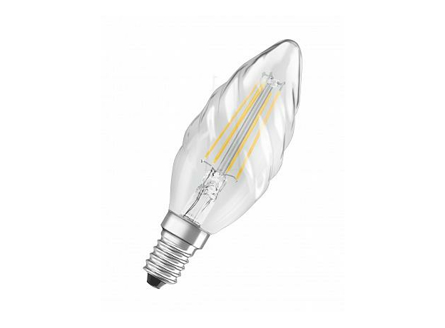 Лампа светодиодная 4Вт Е14 B35 2700К 470Лм прозрачная 220В свеча витая CLBW40 4058075055391 OSRAM
