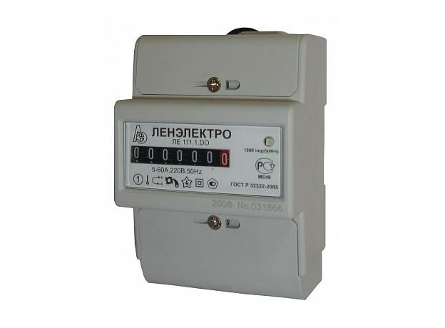 Счетчик электроэнергии (электросчетчик) однофазный однотарифный ЛЕ 111.1.D0.5-60А,220В DIN ОУ Ленэлектро