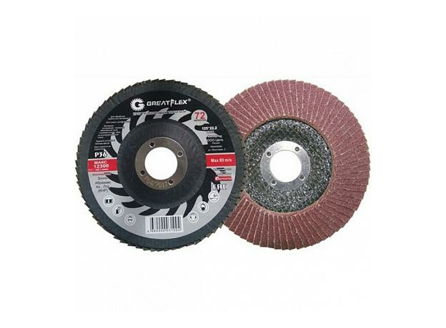 Круг лепестковый торцевой 125 х 22,2 мм, Р80 (72 лепестка) GREATFLEX 71-12580