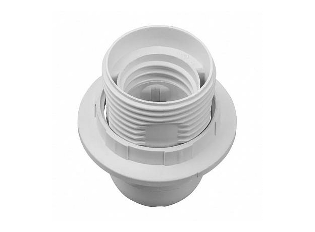 Патрон Е27 с кольцом, термостойкий пластик, белый, 24626 8 REV