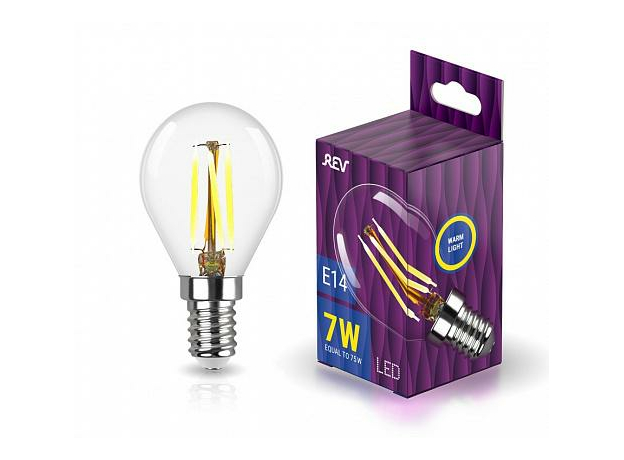 Лампа светодиодная 7Вт Е14 G45 2700К 695Лм прозрачная 230В шар Filament филаментная DECO Premium 32482 9 REV