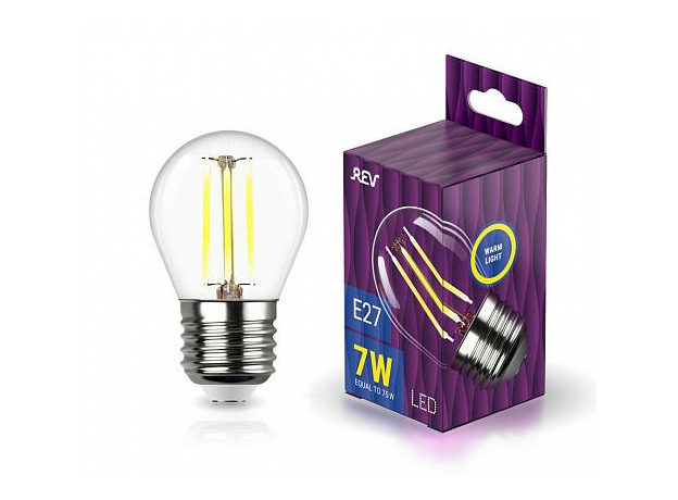 Лампа светодиодная 7Вт Е27 G45 2700К 695Лм прозрачная 230В шар Filament филаментная DECO Premium 32443 0 REV
