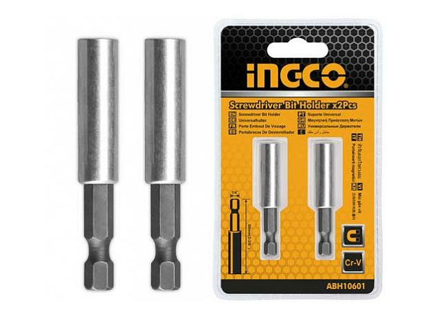 Держатель для бит (адаптер) 60мм, 2шт/комплект, Сталь+Cr-v INGCO ABH10601