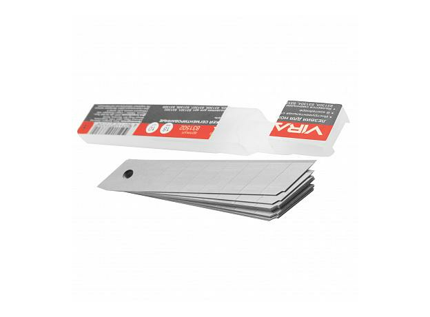 Лезвия сегментные 18мм (упак10шт.) для строительных и канцелярских ножей VIRA 831502