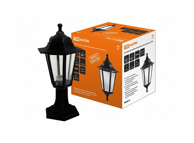 Светильник садово-парковый НТУ 06-60-001 шестигранник, стойка, пластик, черный SQ0330-0702 TDM