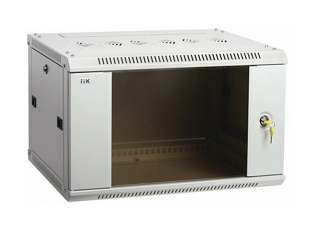 ITK 19" настенный шкаф 12U 600x4500 стеклянная дверь RAL7035 LWR3-12U64-GF IEK