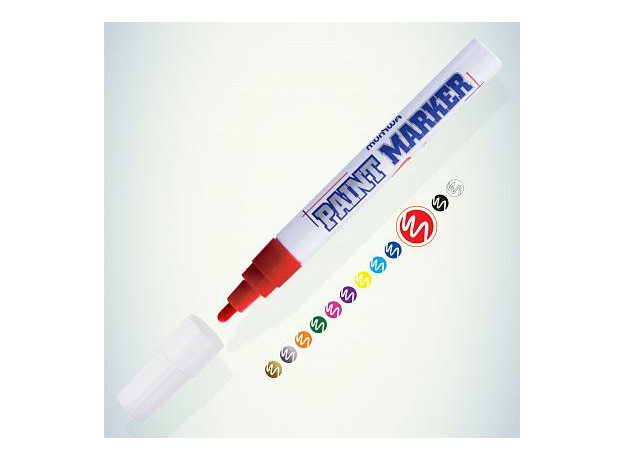 Маркер-краска красный лаковый пулевидный 4мм алюминиевый корпус MunHwa PM-03 134860