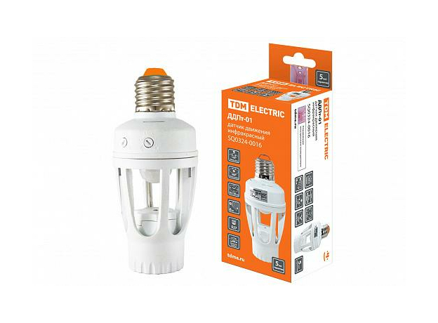 Датчик движения ДДПт-01 60Вт 10-120с 6м инфракрасный регулировка света (3+Лк) IP20 белый SQ0324-0016 TDM