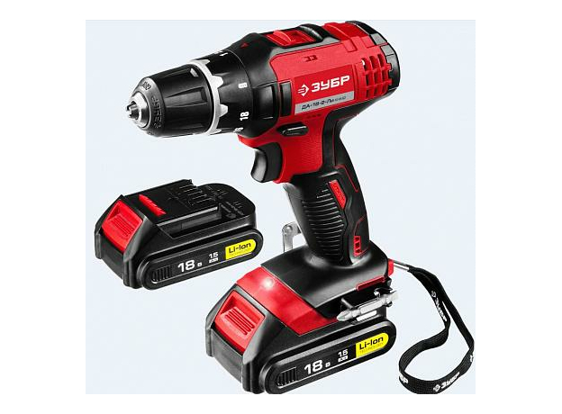 Дрель-шуруповерт аккумуляторная "СУПЕРКОМПАКТ М2", 18 В, Li-Ion, 2 АКБ ЗУБР ДА-18-2-ЛиКНМ2