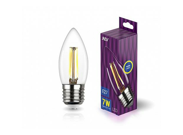 Лампа светодиодная 7Вт Е27 C37 2700К 695Лм прозрачная 230В свеча Filament филаментная DECO Premium 32425 6 REV