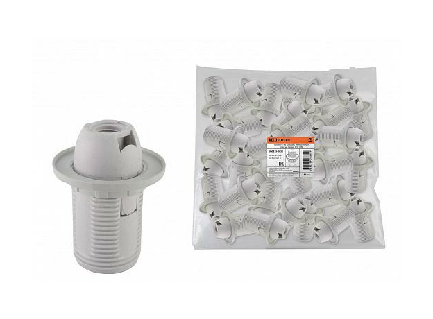 Патрон Е14 с кольцом, термостойкий пластик, белый, Б/Н SQ0335-0033 TDM