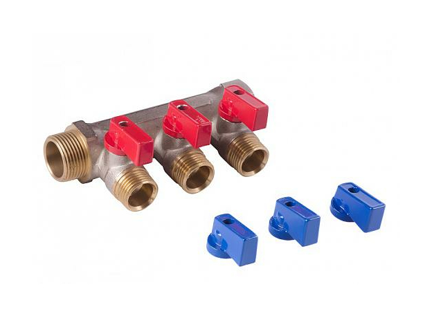 Коллектор Квартирный с отсекающими кранами, латунь ДУ20, НР-ВР 3/4", 2 контура НР 1/2" 8122 SANEXT Коллектор Квартирный с отсекающими кранами, латунь ДУ20, НР-ВР 3/4", 2 контура НР 1/2" 8122 SANEXT