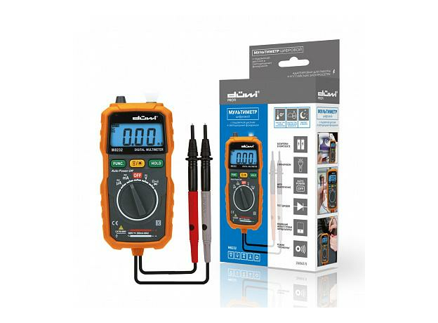 Мультиметр цифровой со светодиодным фонариком и подсветкой M8232, PROFI, color box, duwi 26045 5 Мультиметр цифровой со светодиодным фонариком и подсветкой M8232, PROFI, color box, duwi 26045 5