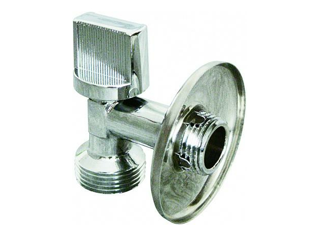 Кран шаровой латунный угловой 1/2"х3/4" НР/НР для подключения сантехнических приборов флажок хром 01331 AQUALINK