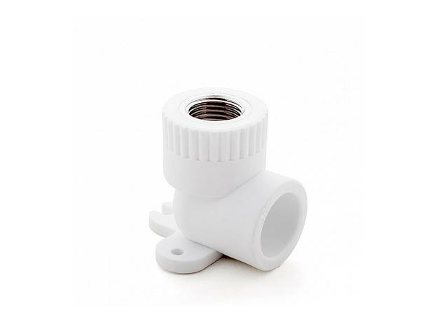 Угольник PPR полипропиленовый комбинированный 25x3/4" ВР с креплением (водорозетка) 15107 РосТурПласт