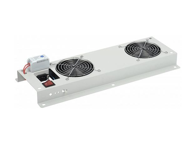 ITK Вентиляторная панель с выключателем и термостатом 2 модуля серая FM35-22M IEK