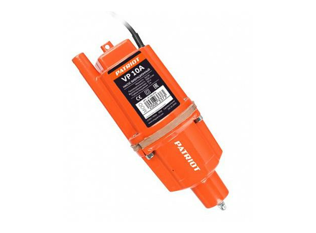 Насос погружной вибрационный VP 10А, нижний забор, 300 Вт, 18 л/мин, H-60 м, D-96 мм. термозащита PATRIOT