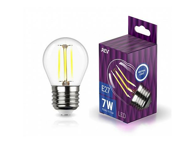 Лампа светодиодная 7Вт Е27 G45 4000К 730Лм прозрачная 230В шар Filament филаментная DECO Premium 32485 0 REV