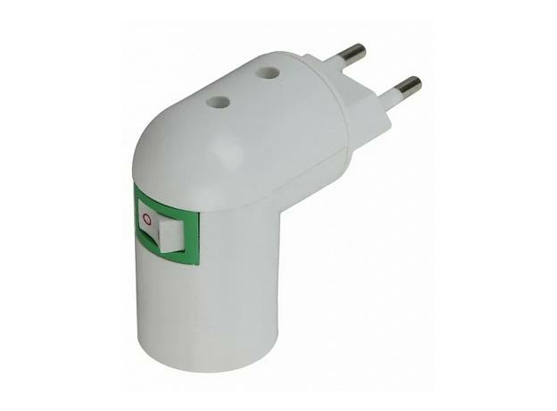 Переходник вилка-Е27 с выключателем, белый, 24639 8 REV