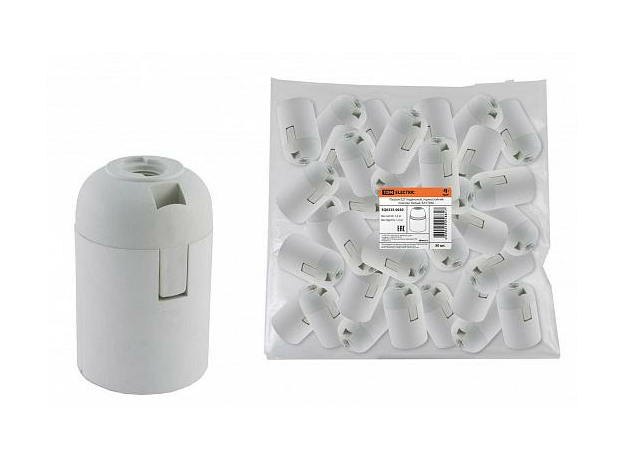 Патрон Е27 подвесной, термостойкий пластик, белый, Б/Н SQ0335-0030 TDM