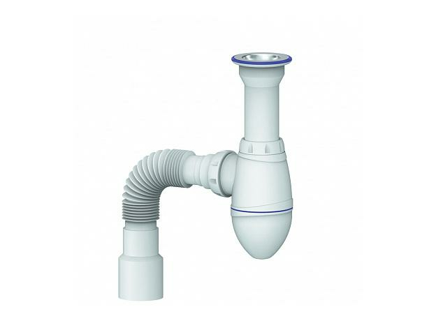 Сифон для умывальника 1.1/2"х40 (литой нерж.вып., винт 80 мм) с унив.г.т. 40х40/50 A120 Юникорн