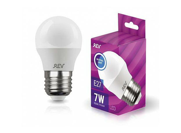 Лампа светодиодная 7Вт E27 G45 4000К 550Лм матовая 220В шар 32343 3 REV