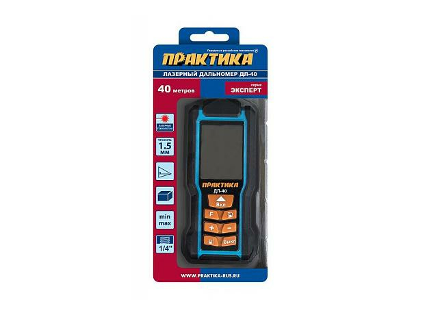 Дальномер лазерный дальность 0,05-40 м, точность 1,5 мм ПРАКТИКА ДЛ-40 649-387