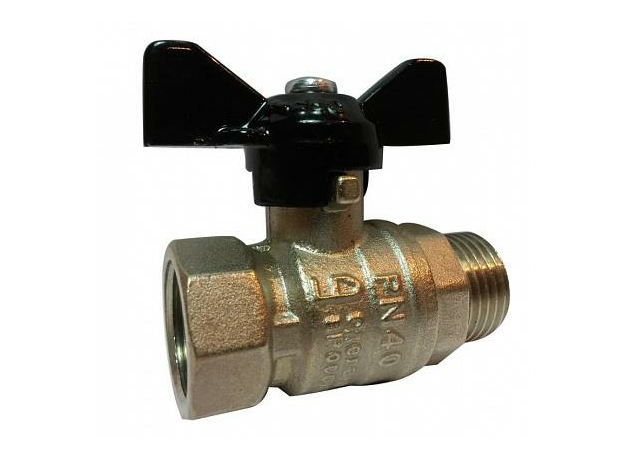 Кран шаровой латунный 1" ВР/НР бабочка LD Pride