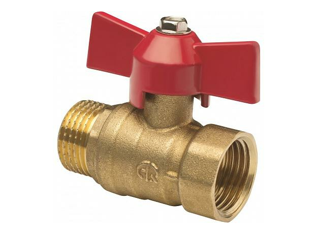 Кран шаровой латунный 1/2" ВР/НР 11Б27п1 бабочка 04776 AQUALINK