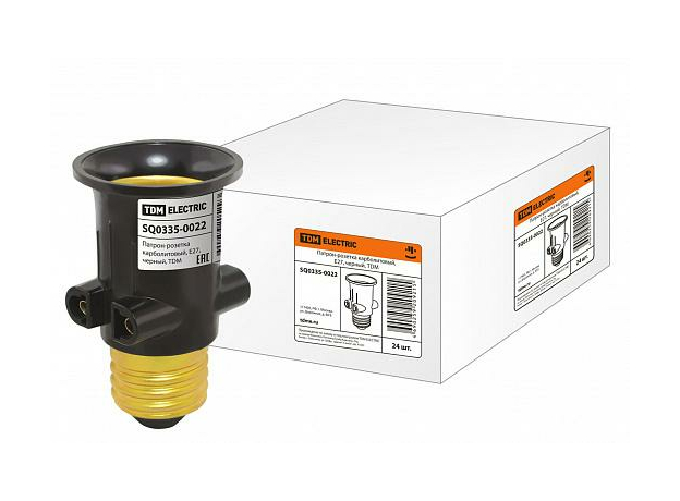 Патрон-розетка карболитовый, Е27, черный, SQ0335-0022 TDM