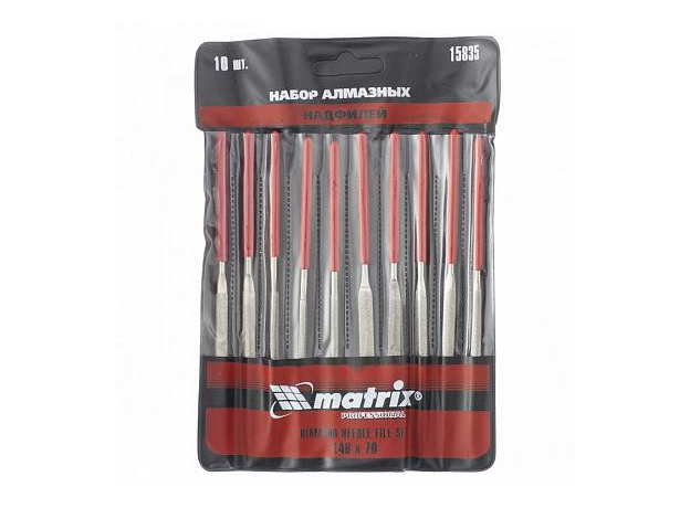 Набор надфилей алмазных 140х70х3, 10 шт. MATRIX MASTER 15835