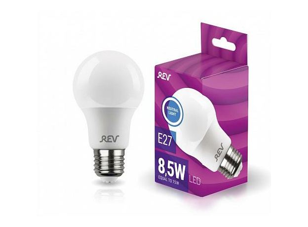 Лампа светодиодная 8,5Вт E27 A60 4000К 660Лм матовая 220В грушевидная 32380 8 REV