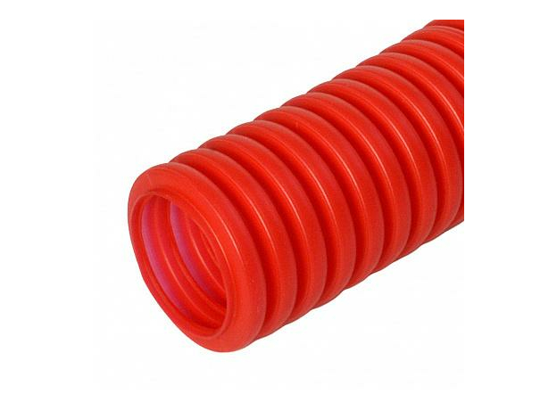 Труба ПНД гофрированная д.25/18,3мм защитная для МПТ (пешель) красная PR02.0089 Промрукав