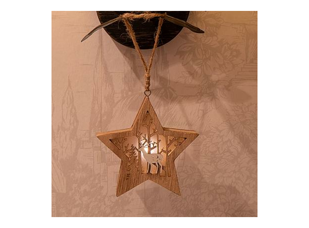 Фигура светодиодная деревянная Звездочка 240*130*36 мм 504-022 Neon-Night