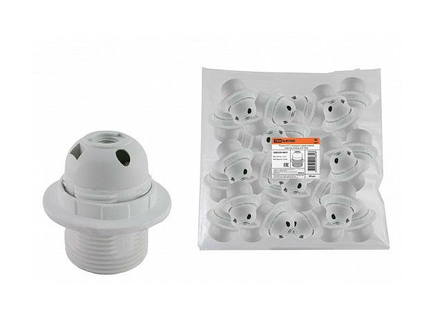 Патрон Е27 с кольцом, термостойкий пластик, белый, Б/Н SQ0335-0031 TDM