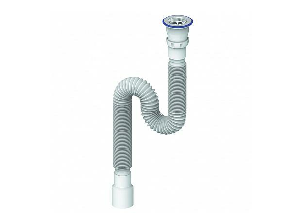 Сифон гофрированный универсальный 1200 мм 1.1/2"х40/50 (нерж вып., винт 80) D230 Юникорн