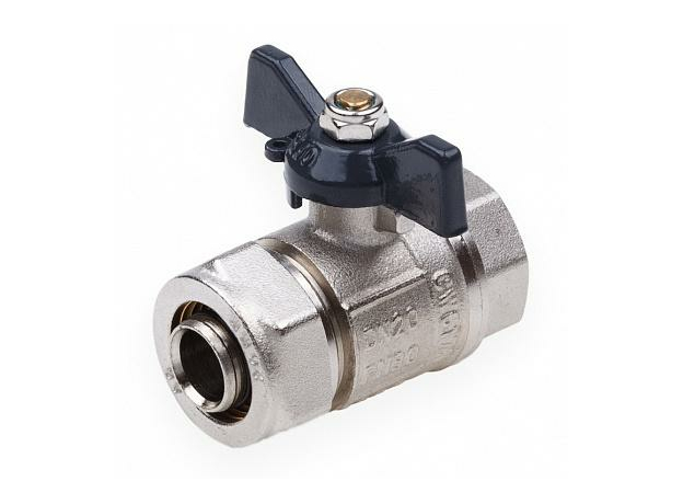 Кран шаровой латунный для МП труб 16х1/2" ВР/обжим бабочка 00874 AQUALINK