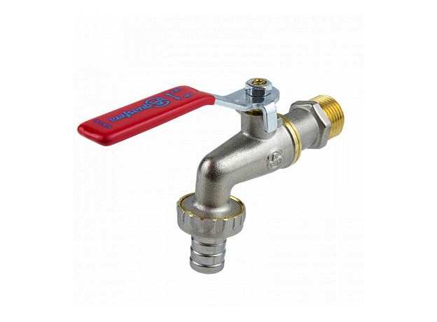 Кран шаровой латунный водоразборный со штуцером 3/4" НР рычаг Aquasfera