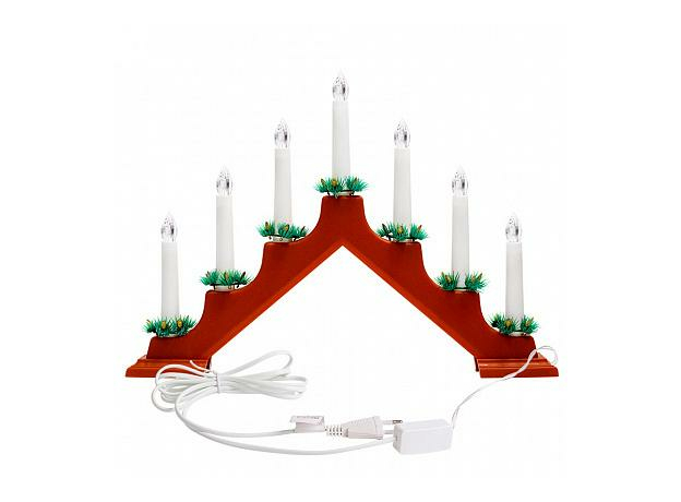 Фигура светодиодная Новогодняя горка 7 свечек Теплый белый корпус красный 501-082 Neon-night