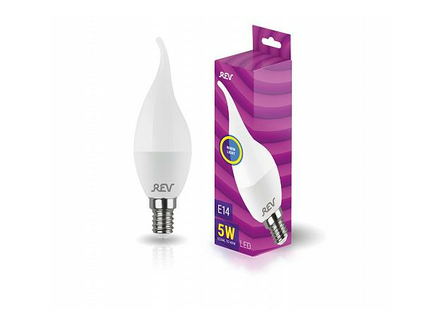 Лампа светодиодная 5Вт E14 FC37 2700К 350Лм матовая 220В свеча на ветру 32276 4 REV