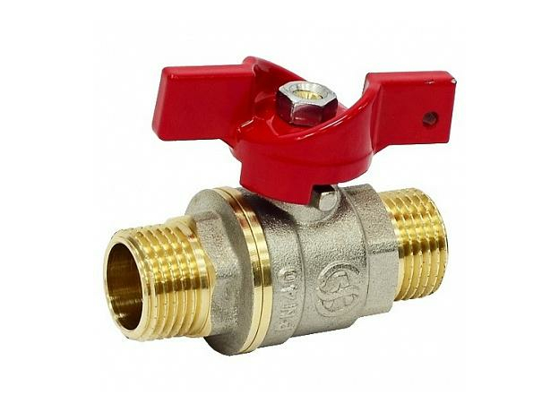 Кран шаровой латунный 3/4" НР/НР бабочка 1005-02 Aquasfera